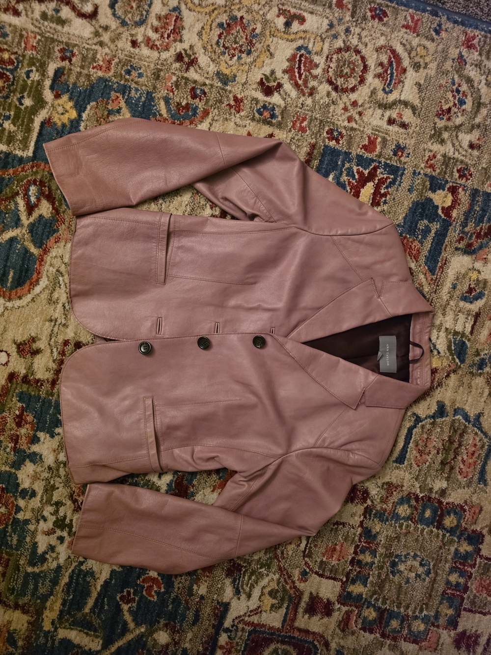 Ann Taylor Dusty Rose Leather Blazer